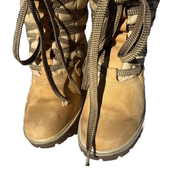 timberland nubuck Nylon sherpa lined Lace Up boots Tan Size 6 - Picture 10 of 12